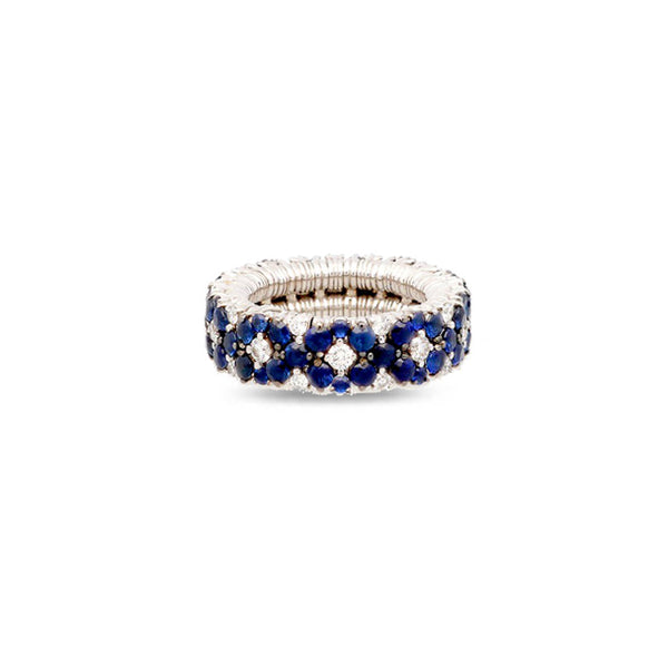 DEMEGLIO CASHMERE 18CT WHITE GOLD SAPPHIRE AND DIAMOND STRETCH RING (Image 1)