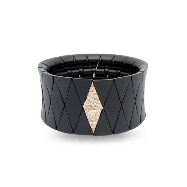 DEMEGLIO DIVA CERAMIC, ROSE GOLD AND BROWN DIAMOND STRETCH BANGLE (Image 1)