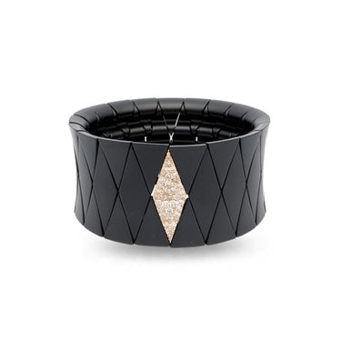 DEMEGLIO DIVA CERAMIC, ROSE GOLD AND BROWN DIAMOND STRETCH BANGLE