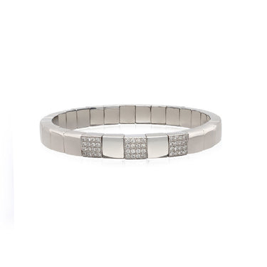 DEMEGLIO SCACCO ORO POLISHED 18CT WHITE GOLD AND DIAMOND STRETCH BRACELET