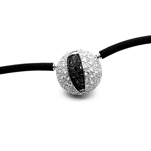 JORG HEINZ 'MYSTERY SPHERE' INTERCHANGEABLE 18CT WHITE GOLD BLACK DIAMOND AND WHITE DIAMOND BALL CLASP (Image 3)