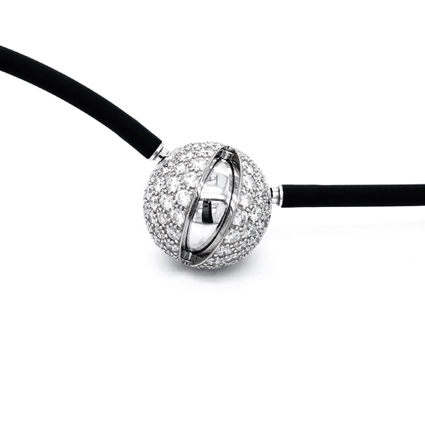 JORG HEINZ 'MYSTERY SPHERE' INTERCHANGEABLE 18CT WHITE GOLD BLACK DIAMOND AND WHITE DIAMOND BALL CLASP (Image 4)