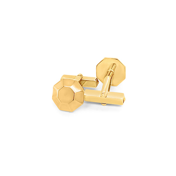 18CT YELLOW GOLD OCTAGONAL CUFFLINKS (Image 2)