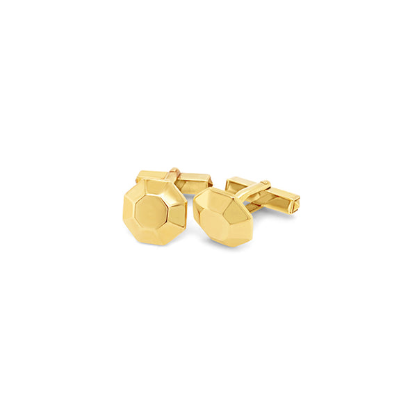 18CT YELLOW GOLD OCTAGONAL CUFFLINKS (Image 1)