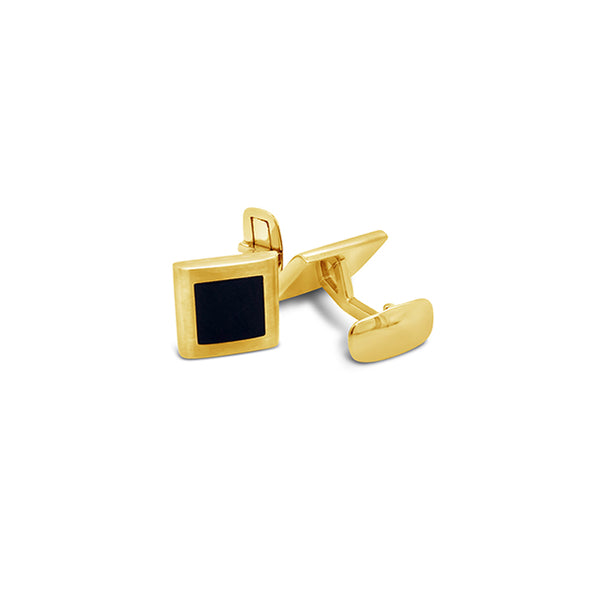 EMIL KRAUS 18CT YELLOW GOLD ONYX SET CUFFLINKS (Image 1)