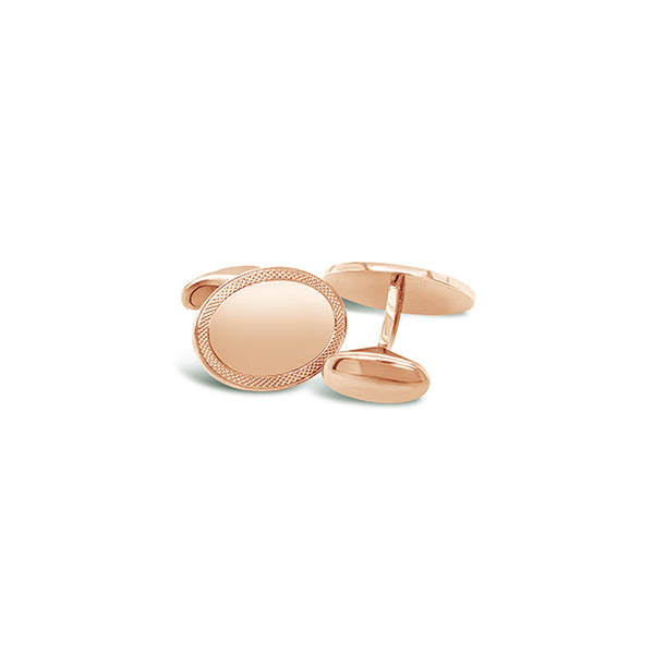 EMIL KRAUS 18CT ROSE GOLD 'EDGE RASTER' GUILLOCHE OVAL CUFFLINKS (Image 1)