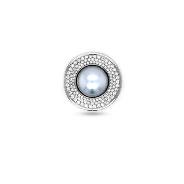 JORG HEINZ 'EMOTION' INTERCHANGEABLE 18CT WHITE GOLD WHITE DIAMOND, BLACK DIAMOND AND SOUTH SEA PEARL CLASP (Image 1)