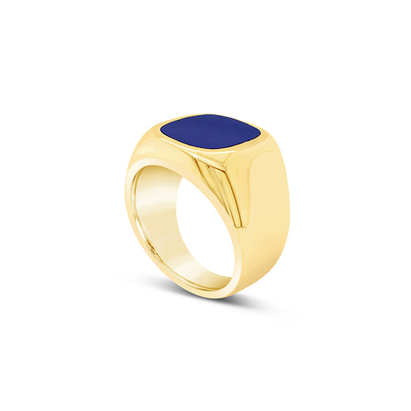 18CT YELLOW GOLD LAPIS LAZULI GENTS SIGNET RING - POLISHED SURFACE (Image 2)