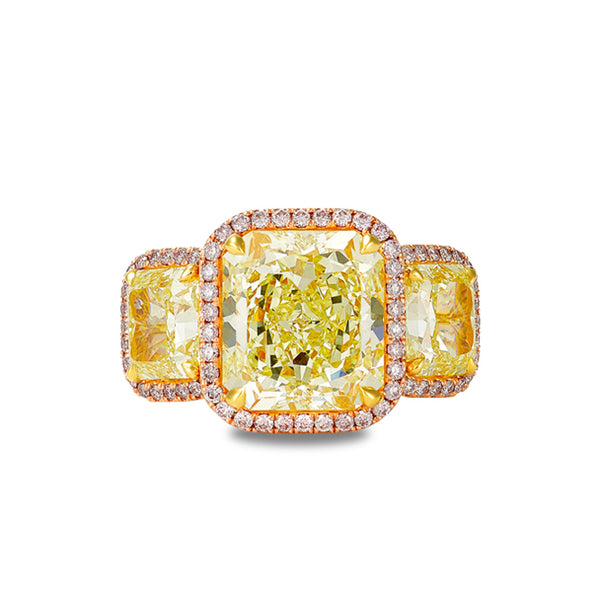 18CT ROSE AND WHITE GOLD FANCY YELLOW DIAMOND TRILOGY RING (Image 2)