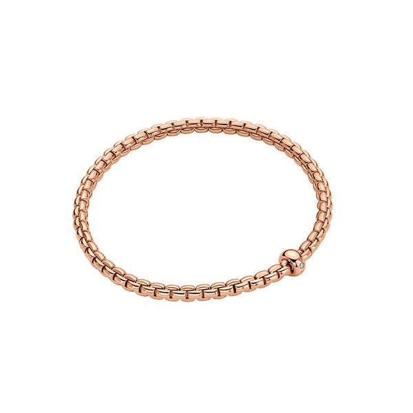 FOPE "EKA" 18CT ROSE GOLD DIAMOND RHONDEL BRACELET SIZE SMALL (Image 1)