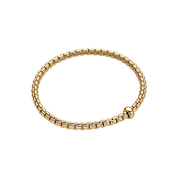 FOPE "EKA" 18CT YELLOW GOLD DIAMOND RHONDEL BRACELET SIZE SMALL (Image 1)