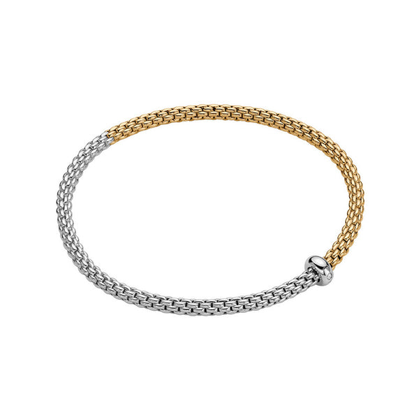 FOPE "PRIMA" 18CT YELLOW & WHITE GOLD DIAMOND RHONDEL BRACELET SIZE SMALL (Image 1)