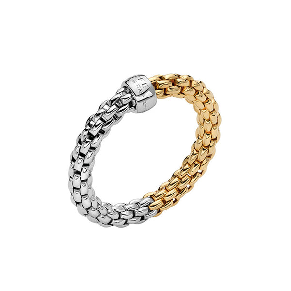 FOPE "ESSENTIALS" 18ct WHITE & YELLOW GOLD RING MEDIUM SIZE (Image 1)
