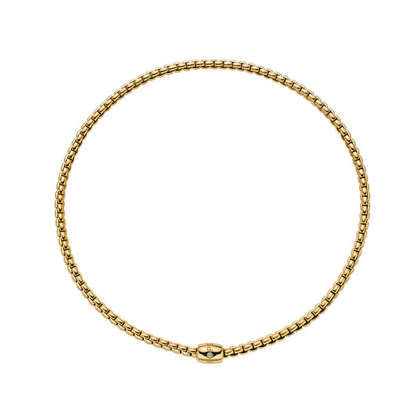 FOPE "EKA" 18CT YELLOW GOLD NECKLACE WITH YELLOW GOLD DIAMOND RHONDEL 43CM (Image 1)