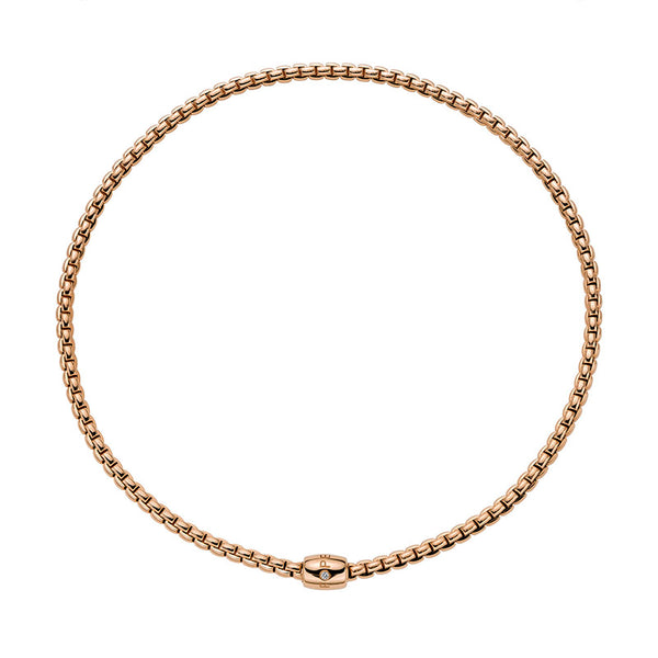 FOPE "EKA" 18CT ROSE GOLD NECKLACE WITH ROSE GOLD DIAMOND RHONDEL 43CM (Image 1)