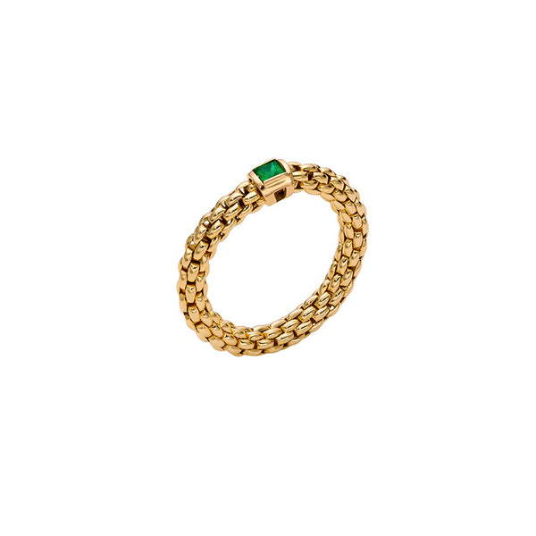 FOPE "SOULS" 18CT YELLOW GOLD EMERALD SMALL RING (Image 1)