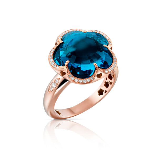 PASQUALE BRUNI BON TON LONDON BLUE TOPAZ 18CT ROSE GOLD & DIAMOND RING (Image 1)