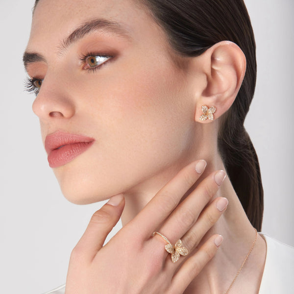 PASQUALE BRUNI 'PETIT GARDEN' 18CT ROSE GOLD WHITE AND CHAMPAGNE DIAMOND EARRINGS (Image 2)