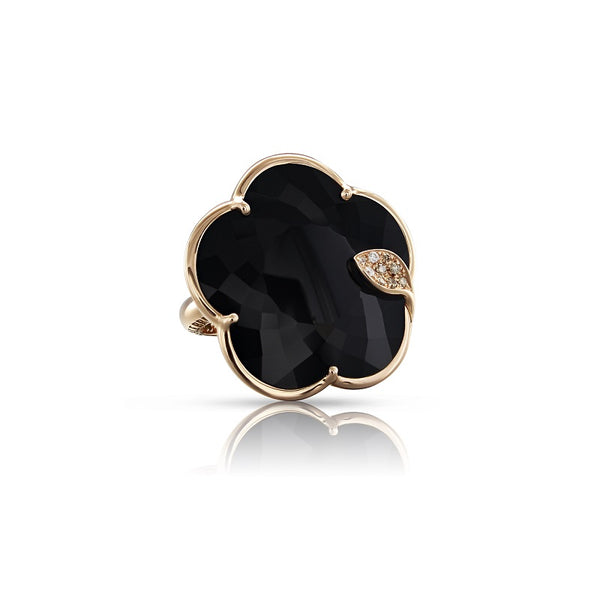 PASQUALE BRUNI TON JOLI 18CT ROSE GOLD ONYX RING WITH DIAMONDS (Image 1)