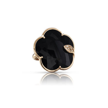 PASQUALE BRUNI TON JOLI 18CT ROSE GOLD ONYX RING WITH DIAMONDS