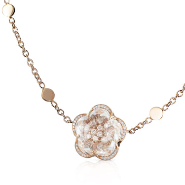 PASQUALE BRUNI BON TON ROCK CRYSTAL & WHITE & CHAMPAGNE DIAMOND NECKLACE SET IN 18CT ROSE GOLD