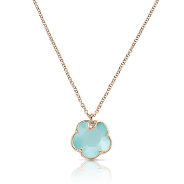 PASQUALE BRUNI PETIT JOLI 18CT ROSE GOLD TURQUOISE SEA MOON GEM & WHITE MOONSTONE DOUBLET DIAMOND NECKLACE