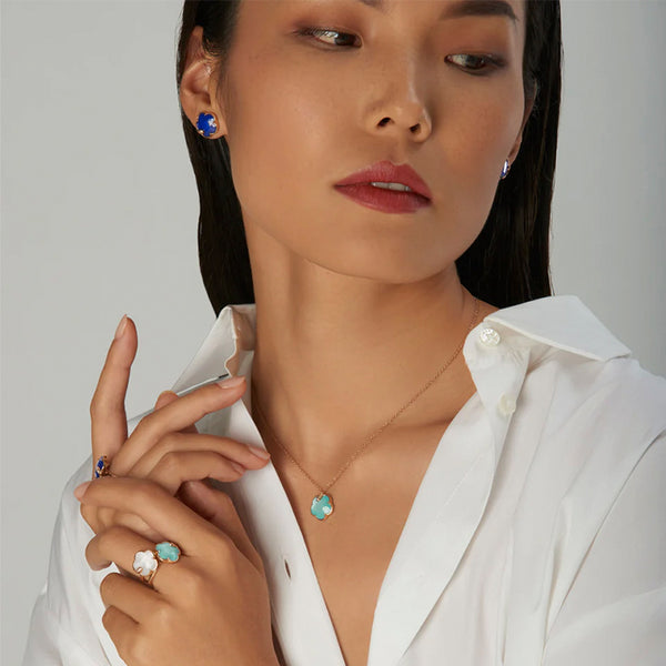 PASQUALE BRUNI PETIT JOLI 18CT ROSE GOLD TURQUOISE SEA MOON GEM & WHITE MOONSTONE DOUBLET DIAMOND NECKLACE (Image 2)