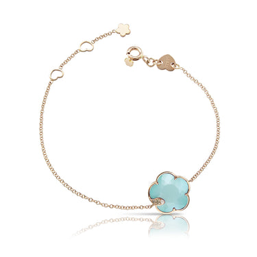 PASQUALE BRUNI PETIT JOLI 18CT ROSE GOLD TURQUOISE SEA MOON GEM & WHITE MOONSTONE DOUBLET DIAMOND BRACELET