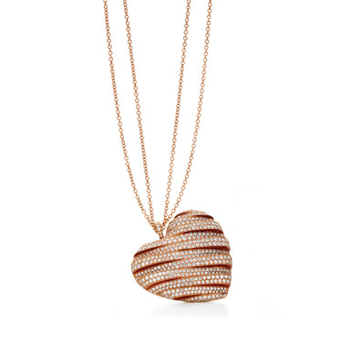 18CT ROSE GOLD DIAMOND HEART SHAPE DROP NECKLACE