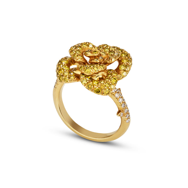'ROSE' RING IN 18CT YELLOW GOLD WITH YELLOW AND WHITE DIAMONDS (Image 2)