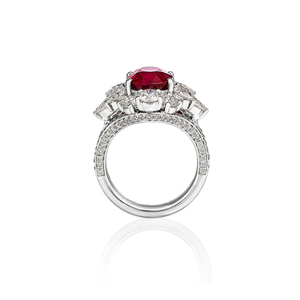 18CT WHITE GOLD 5.01CT BURMESE RUBY AND DIAMOND DRESS RING (Image 4)