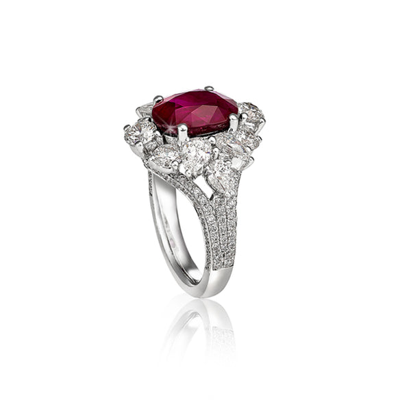 18CT WHITE GOLD 5.01CT BURMESE RUBY AND DIAMOND DRESS RING (Image 3)