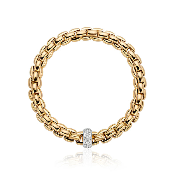 FOPE "EKA"18CT WHITE GOLD PAVE DIAMOND RHONDEL FLEX'IT BRACELET MEDIUM SIZE (Image 1)