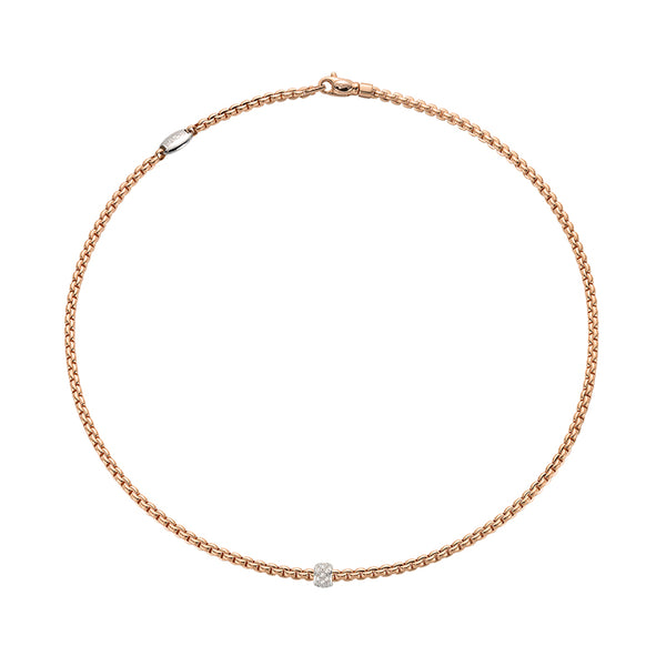 FOPE "EKA" 18ct ROSE & WHITE GOLD DIAMOND ROPE NECKLACE 43CM (Image 1)