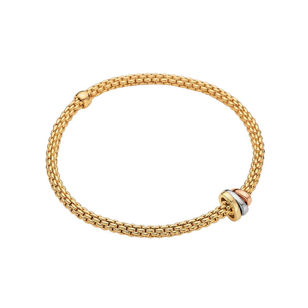 FOPE "PRIMA" 18CT ROSE & WHITE & YELLOW GOLD DIAMOND RHONDEL BRACELET SMALL SIZE (Image 1)