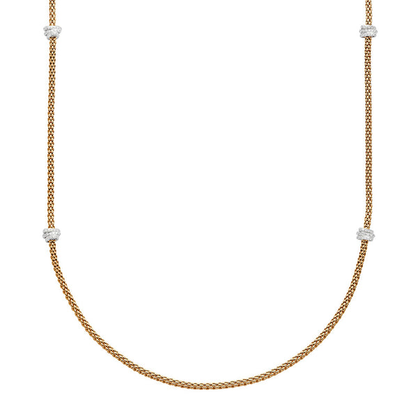 FOPE "PRIMA" 18CT YELLOW & WHITE GOLD DIAMOND RHONDEL NECKLACE 80CM (Image 1)