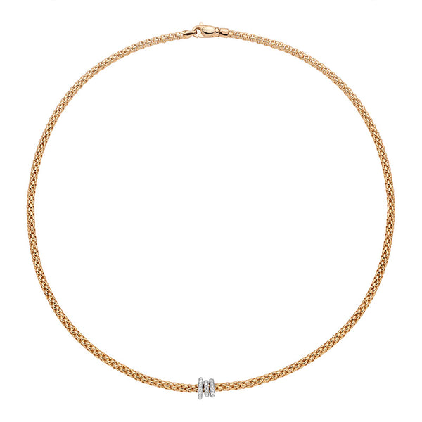 FOPE "PRIMA" 18CT YELLOW & WHITE GOLD DIAMOND RHONDEL NECKLACE 43CM (Image 1)