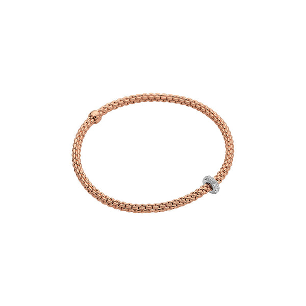 FOPE "PRIMA" 18ct ROSE & WHITE GOLD DIAMOND BRACELET SMALL SIZE (Image 1)