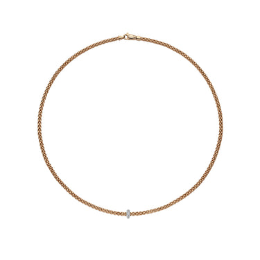 FOPE 'PRIMA' 18CT ROSE GOLD DIAMOND RHONDEL NECKLACE