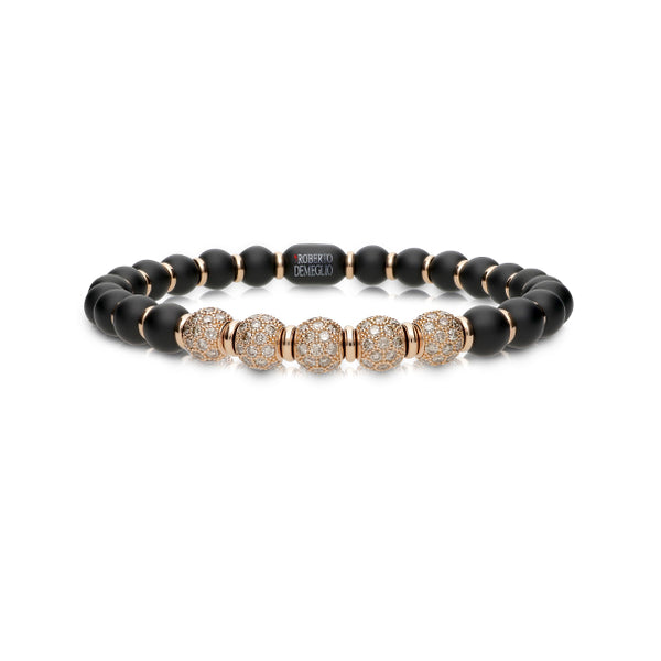 DEMEGLIO 'SFERA' 18CT ROSE GOLD CHAMPAGNE DIAMOND AND MATTE BLACK CERAMIC BRACELET (Image 1)