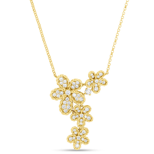 ROBERTO COIN JASMINE 18CT YELLOW GOLD DIAMOND NECKLACE (Image 1)