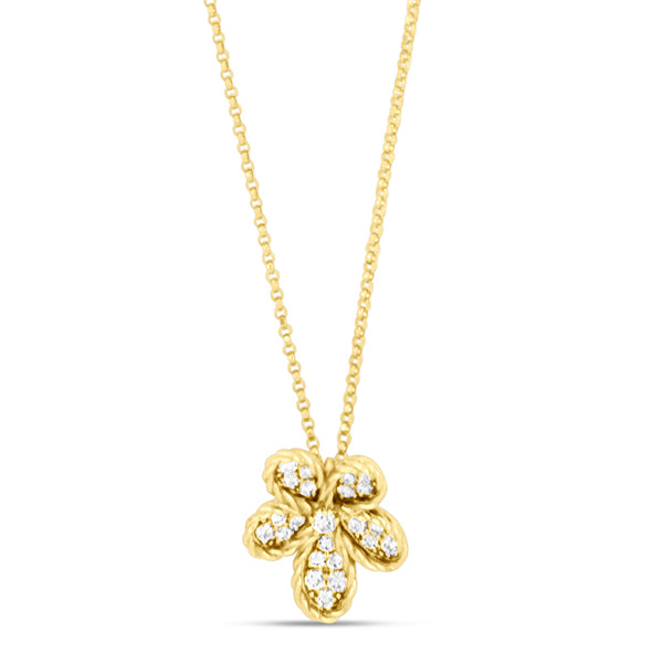 ROBETO COIN JASMINE 18CT YELLOW GOLD DIAMOND NECKLACE (Image 1)