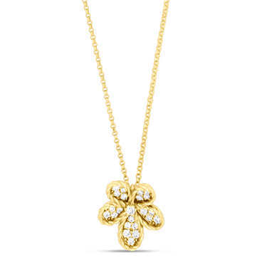 ROBETO COIN JASMINE 18CT YELLOW GOLD DIAMOND NECKLACE