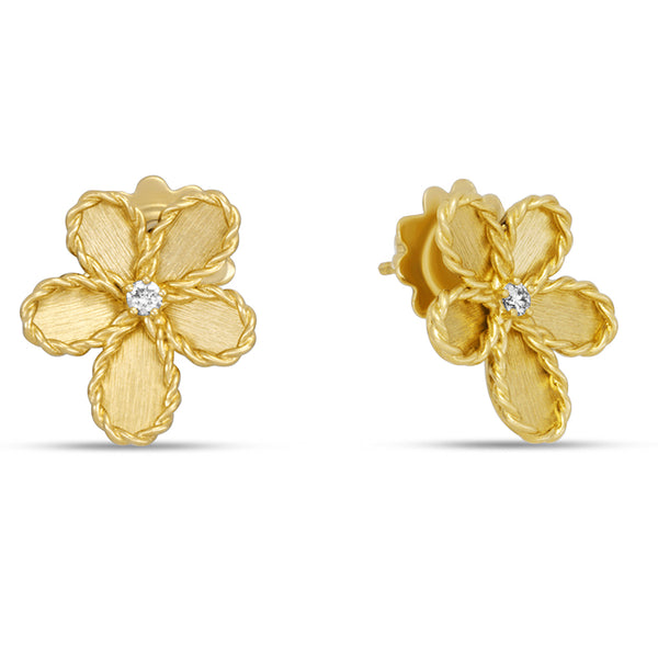 ROBERTO COIN JASMINE 18CT YELLOW GOLD EARRINGS (Image 1)
