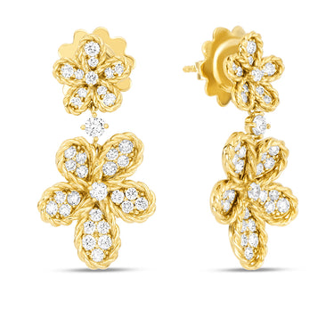 ROBERTO COIN JASMINE 18CT YELLOW GOLD DIAMOND EARRINGS