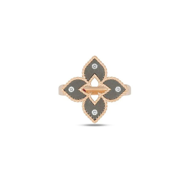 ROBERTO COIN 'VENETIAN PRINCESS' 18CT ROSE GOLD & TITANIUM DIAMOND RING (Image 1)