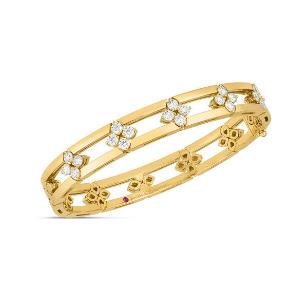 ROBERTO COIN 'LOVE IN VERONA' 18CT YELLOW GOLD DIAMOND BANGLE (Image 1)