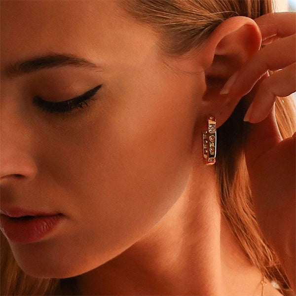 ROBERTO COIN 'POIS MOI' 18CT ROSE GOLD DIAMOND SET HOOP EARRINGS (Image 2)