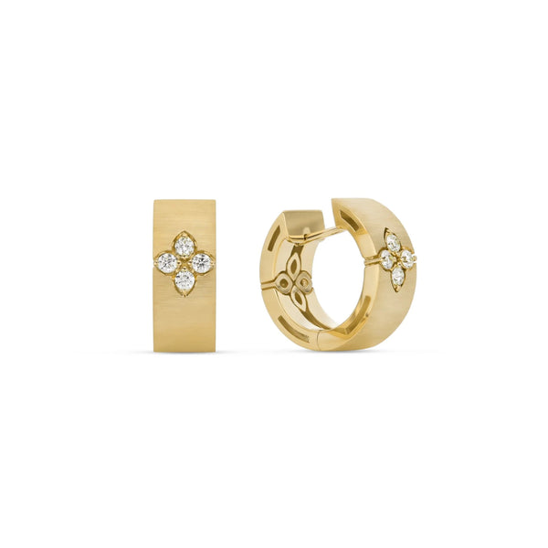 ROBERTO COIN LOVE IN VERONA 18CT YELLOW BRUSHED GOLD & DIAMOND EARRINGS (Image 1)