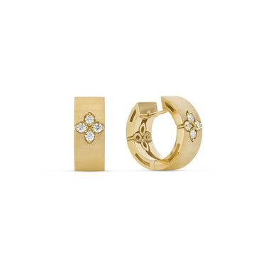 ROBERTO COIN LOVE IN VERONA 18CT YELLOW BRUSHED GOLD & DIAMOND EARRINGS